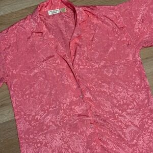 Victoria's Secret gold label night shirt small kimono oriental pink satin Y2K